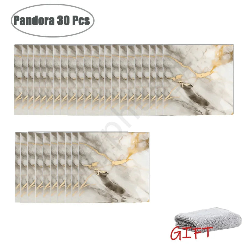 Simulated Thick Marble Tile Wall Sticker PVC Waterproof Self-adhesive Living Room Toilet Kitchen Home Floor Sticker