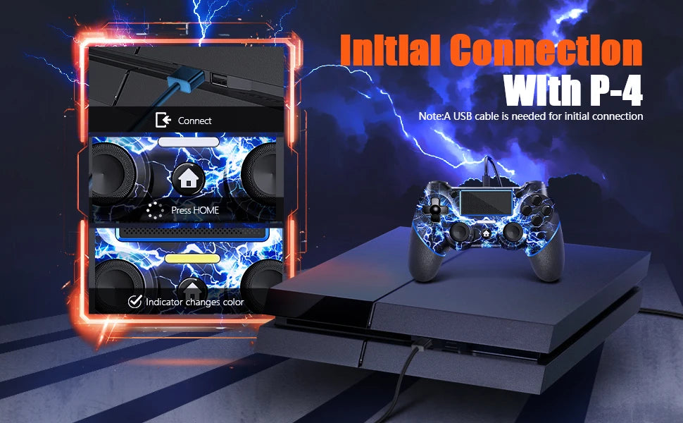 AceGamer Wireless Gamepad für PS4 Controller, mit USB-C-Kabel/Doppelmotoren/6-Achsen-Gyroskop/3,5-mm-Audiobuchse/Touchpad-Funktion