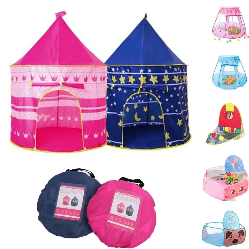 Tentes Château Pliantes Portables Tente de Jeu pour Bébé et Jeune Enfant Rose Bleu Jouets de Camping Décoration de Chambre Intérieure Extérieure Cadeau d'Anniversaire de Noël