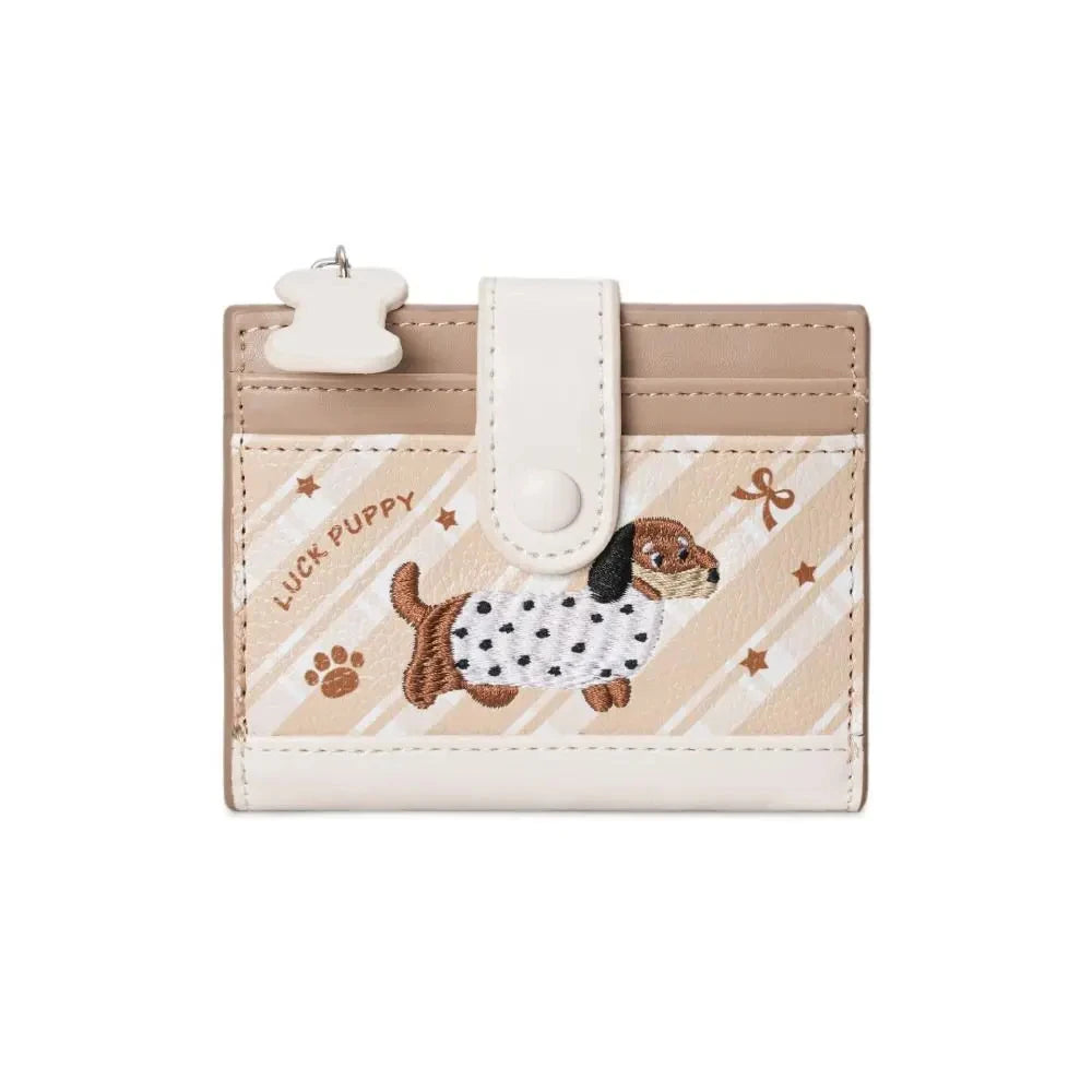 Lässiger koreanischer Stick-Stil Dackel Niedlicher kleiner Geldbeutel Cartoon-Kartenhalter mit mehreren Fächern kurze Clutch Münztasche