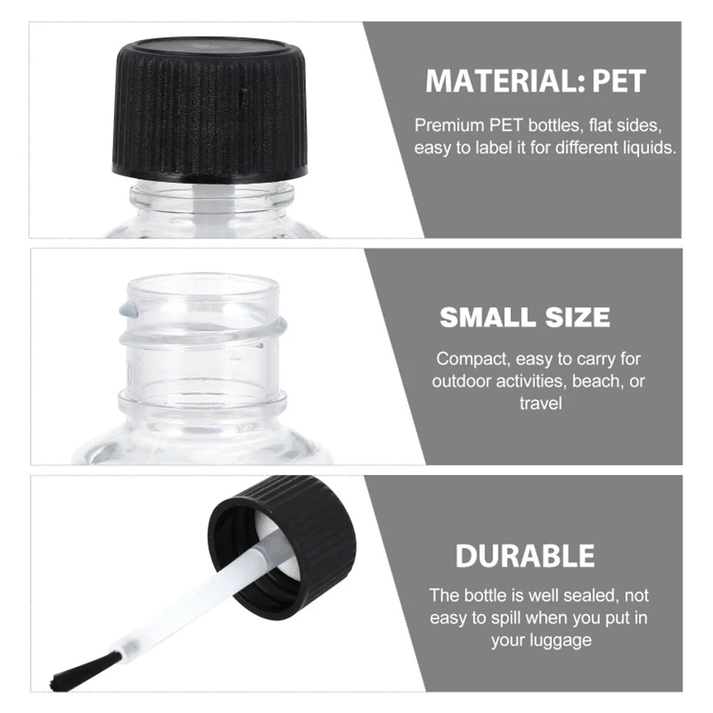 Empty Nail Polish Bottles With Brush Cap Refillable Plastic Jars Leakproof Storage Liquid Paints Pots DIY Crafts Containers