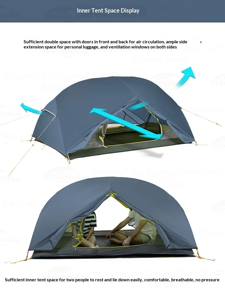 Naturehike Mongar UL BASE PRO 123 People Tent Trekking Backpacking Shelter Tent 20D Nylon Waterproof Ultralight Outdoor Camping