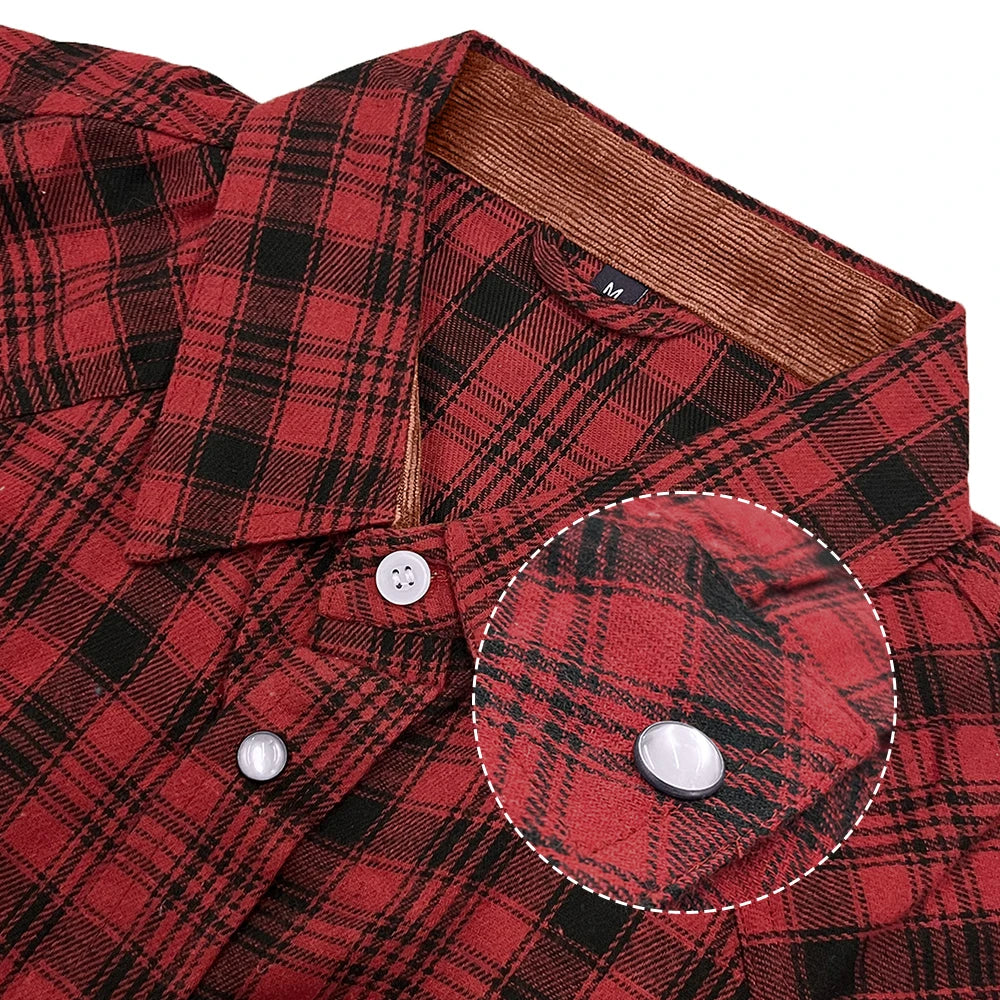 Herrenhemden Frühling Flanell Langarm Karo Kariert Gebürstet Casual Western Cowboy Perlknopfhemd Beliebte Kleidung US-Größe