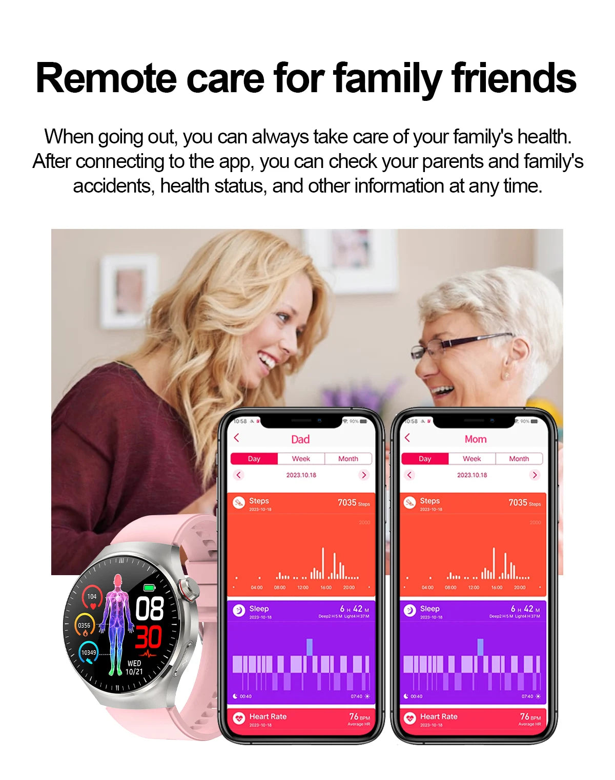 Montre Intelligente de Soins Infirmiers 2025 Montre connectée Santé, oxygène sanguin, lipides sanguins, acide urique, ECG+PPG, température corporelle, appel Bluetooth