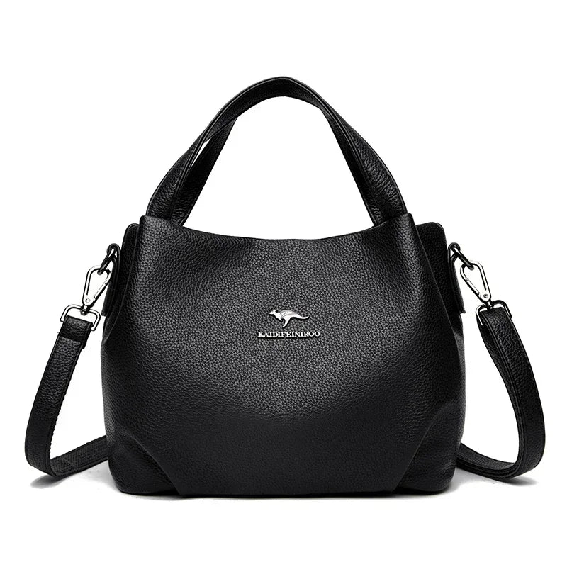 Damen Handtaschen aus weichem Leder Luxus Designer Handtasche Einfarbig Damen Schulter Umhängetasche und Geldbörse Pendler-Tasche