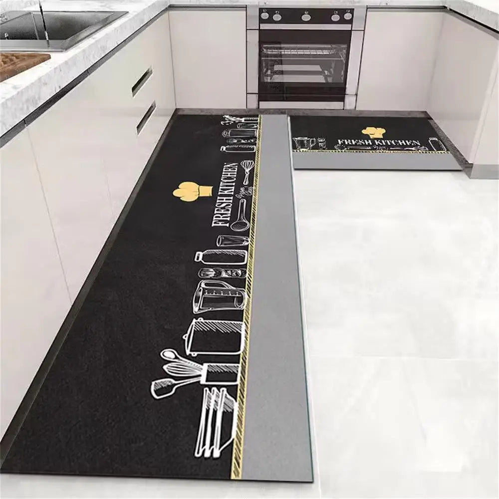 1 TAPIS de sol de cuisine imperméable, antidérapant, anti-saleté Tapis de pied Tapis de sol domestique Tapis long en velours cristal Tapis de porte 바닥 깔개