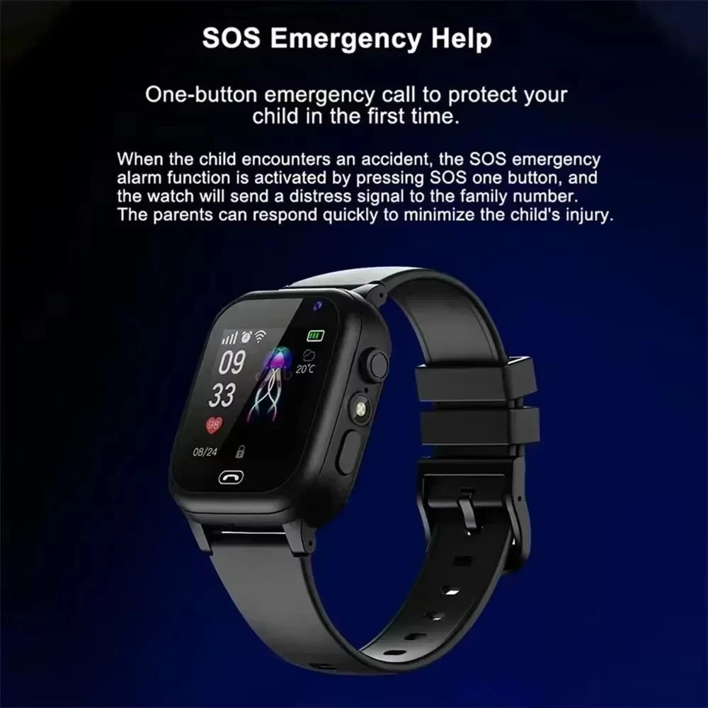 Montre intelligente pour enfants 5G GPS Localisation Appel vidéo Carte SIM SOS Caméra enfant Étanche Mise à niveau 2025 Pour garçons filles Ajouter des écouteurs