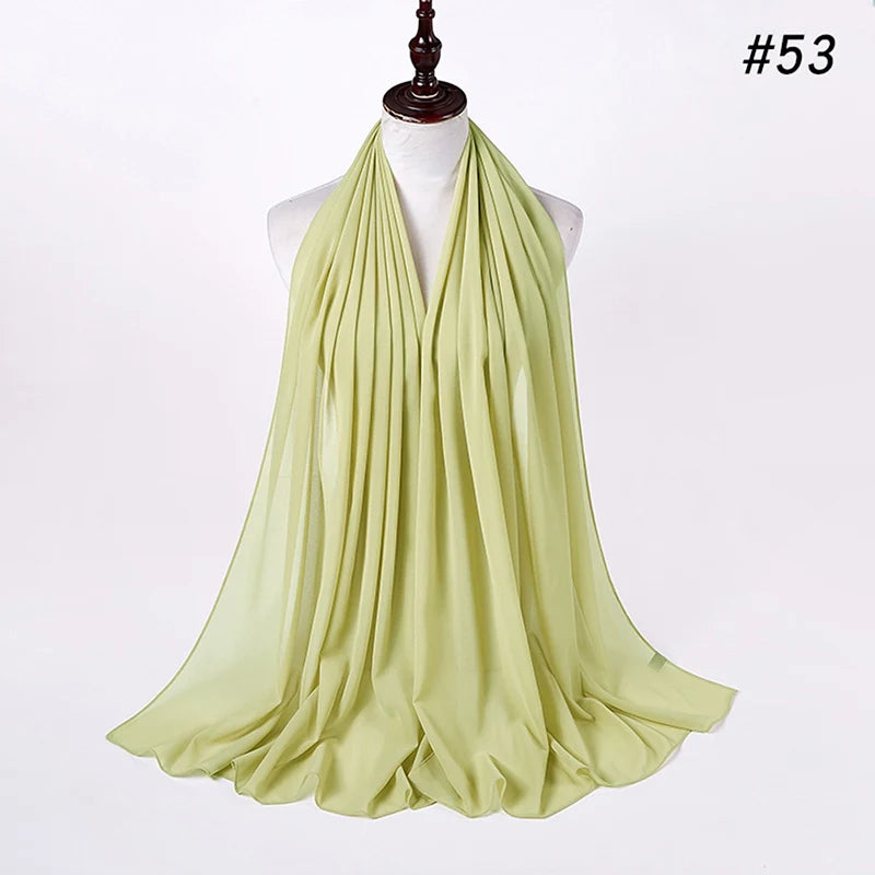 Hijab musulman en mousseline pour femmes, écharpe en mousseline bulle, voile pour femmes, musulmanes, islamiques, de couleur unie, malaisiennes, écharpes foulard musulman