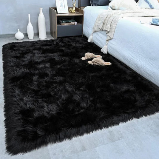 VIKAMA Luxury Long Velvet Carpet Soft Anti slip Plush Floor Mat Bedroom Living Room Warm Home Decoration Carpet