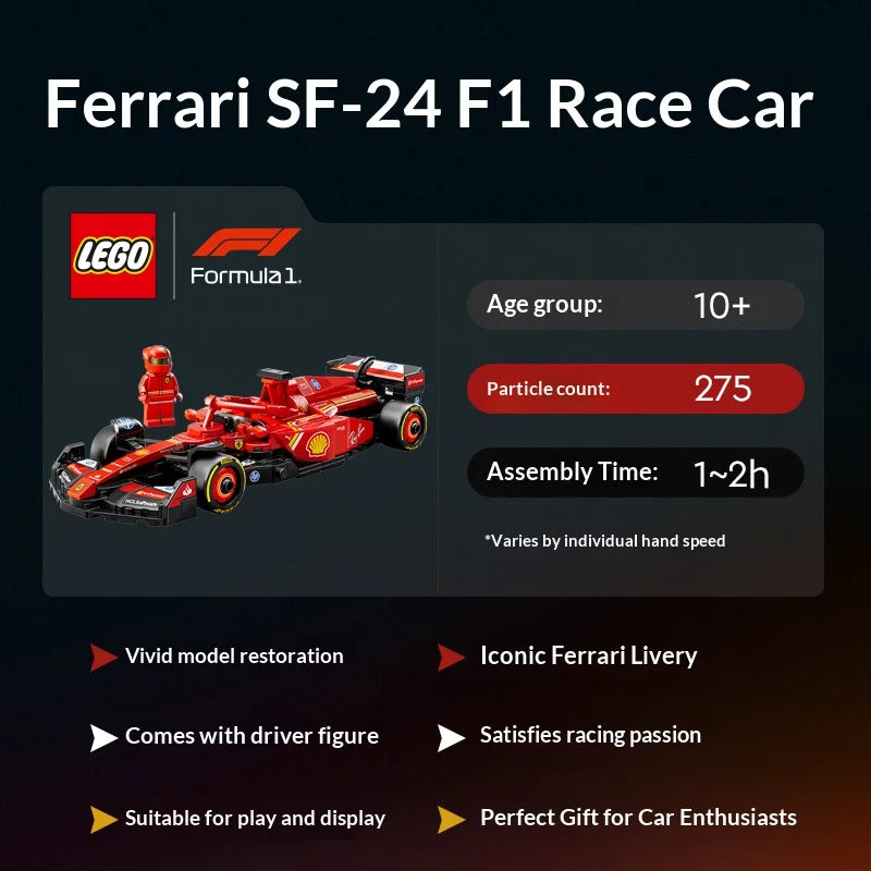 Célébration de Noël Lego 77242 Voiture de Course F1 Ferrari SF-24 Jouets pour Enfants Cadeau de Noël