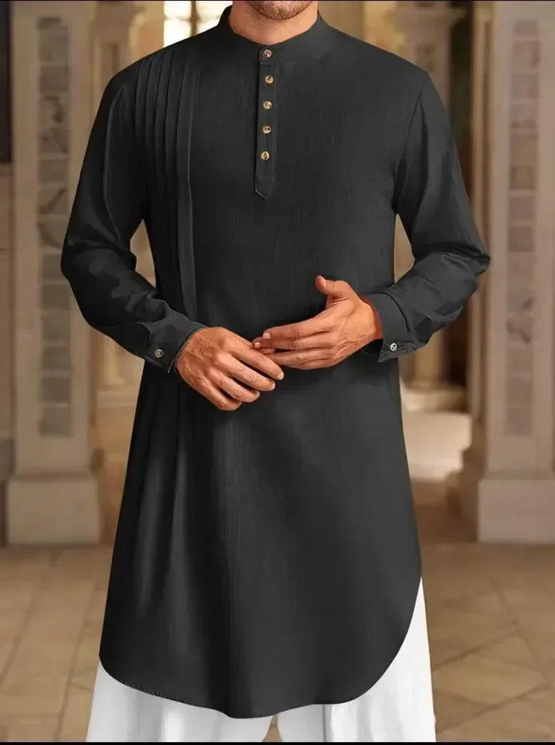 Chemise musulmane ample en coton pour homme du Moyen-Orient, arabe, malaisien, nouveauté 2025