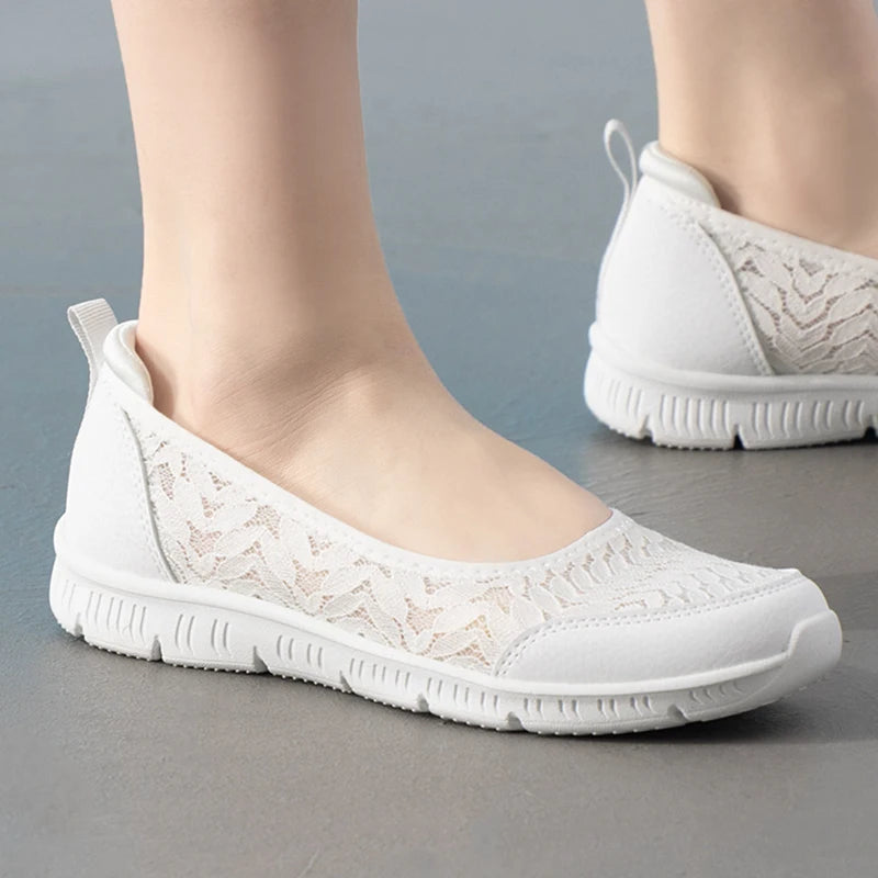Skechers Damen Be-Cool Freizeitschuhe Flache Slipper Mesh Atmungsaktiv Bequem Leicht Alltagsschuhe 100686-Wht