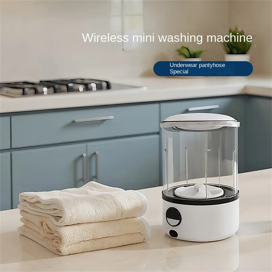 A White 2L Mini Washing Machine, 2000Mah, Fully Automatic Portable Turbine Led Washing Cup and Compact for Children's Clothing, Underwear, Panties, and Socks