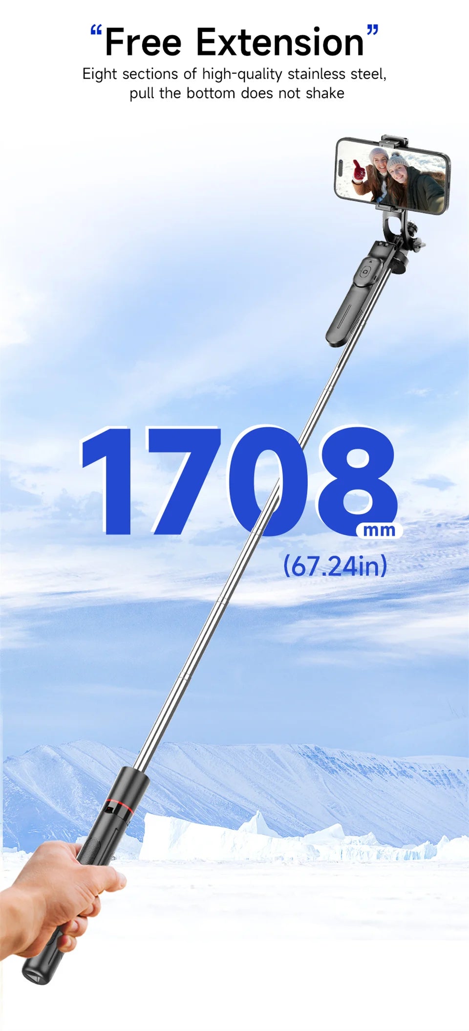 FGCLSY Telescopic Selfie Stick Tripod Monopod Stand Mobile Phone Support Wireless Gimbal Stabilizer For iPhone Android Holder