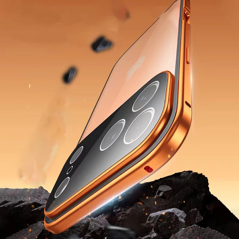 360°-Vollschutz-Metall-Magnet-Doppelseitige Glas-Schnappverschluss-Handyhülle für iPhone 17 Pro Max/17/Air/17 Pro Bumper Cover