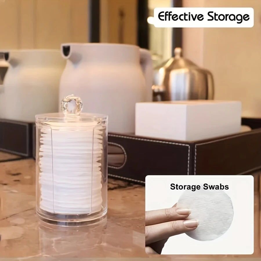 Clear Acrylic Makeup Organizer Cotton Pad Swab Holder Makeup Pads Jar Cosmetic Storage Box  Makeup Storage Home Organization