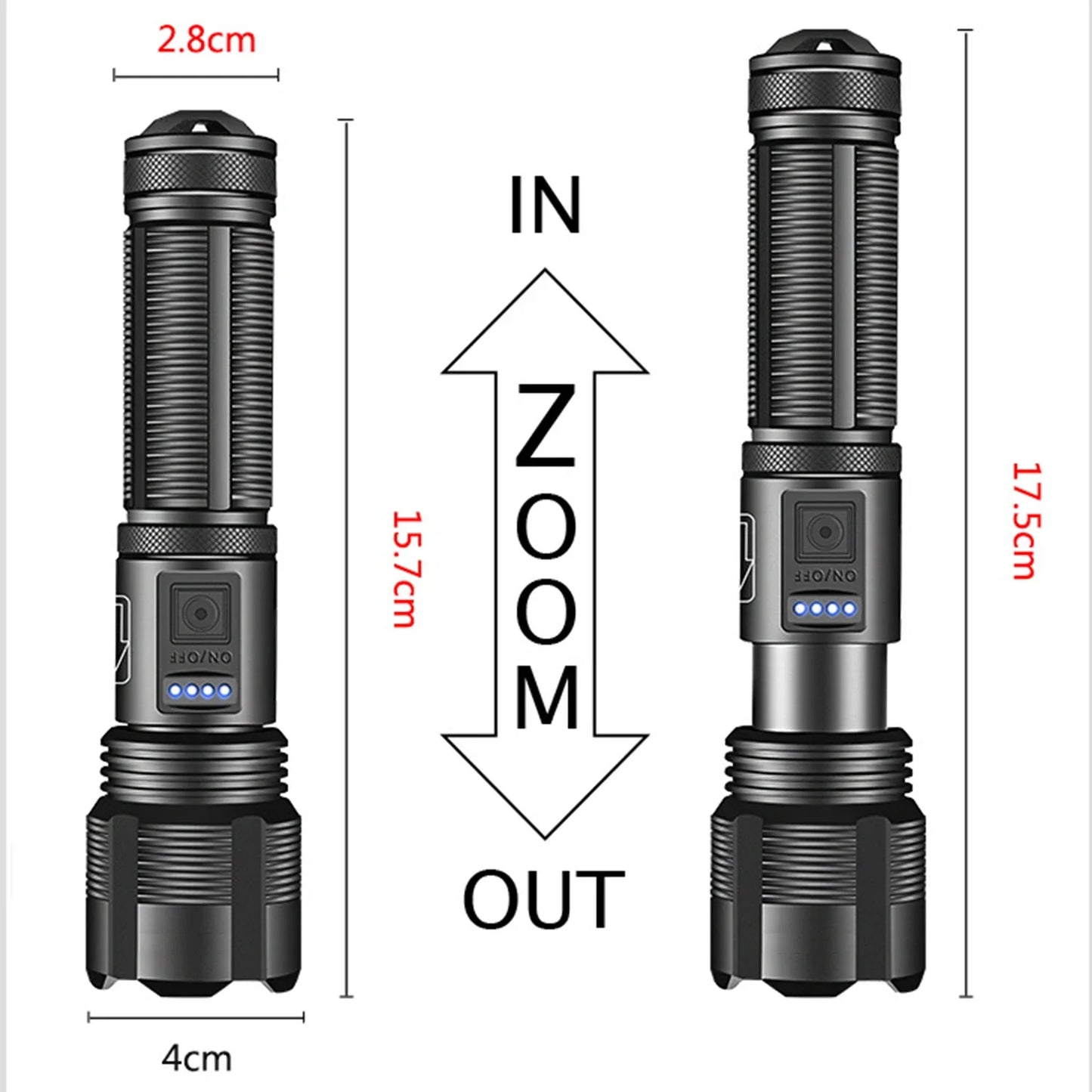 XHP70 Lampenperlen 3000 Lumen Superhelle Taschenlampe Wiederaufladbare LED-Taschenlampen Leistungsstarke Taschenlampe für Camping-Notfälle