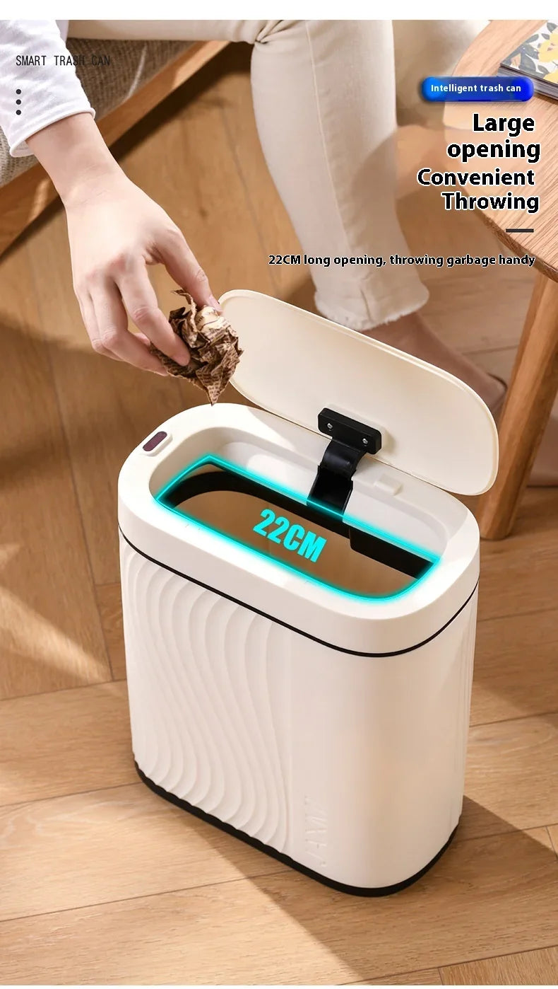Intelligenter Sensor-Mülleimer Haushalt Leicht Luxuriöser Automatischer WC-Mülleimer Schmaler Schlitz mit Deckel Elektrischer Mülleimer