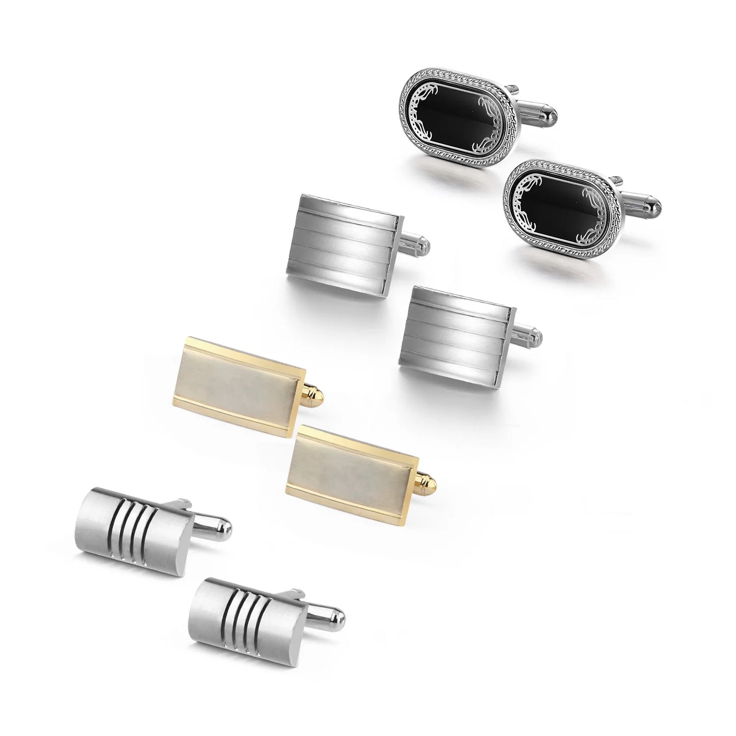 4 paires de boutons de manchette pour hommes avec boîte cadeau, boutons de manchette pour chemises d'homme, cadeaux pour invités de mariage, cadeau pour mari, pince à cravate d'affaires T0204022