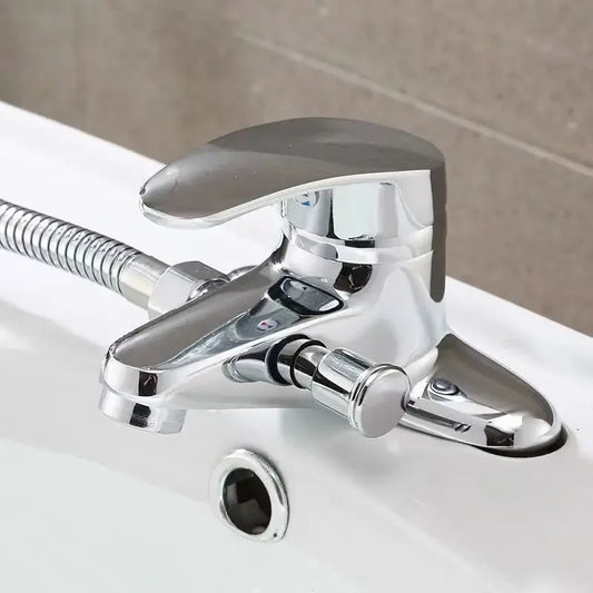 Robinet Mélangeur de Lavabo Fixé sur Pont, Robinet de Douche, Robinet Chaud et Froid pour Lavabo de Toilette Domestique, Robinet Chromé Multifonctionnel