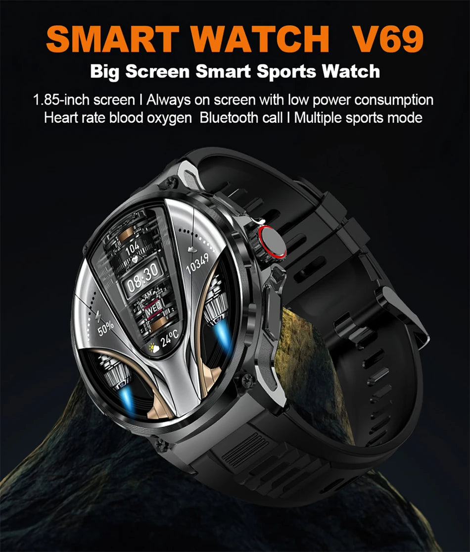 Montre connectée intelligente GPS homme 2026, écran AMOLED HD 1,85 pouces, batterie 710 mAh, appels Bluetooth, pour Android et iOS