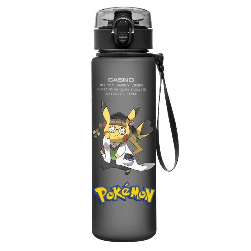 560ML Pokémon Wasserbecher Pikachu Mewtu Gengar Tragbare Plastik-Cartoon-Outdoor-Sport-Großraum-Reise-Wander-Wasserflasche