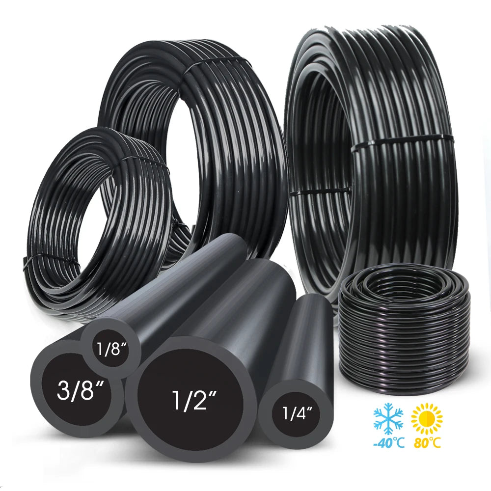Tuyau d'arrosage PE 50-5m 1/4'' 5/8mm 3/8" 1/2'' pour jardin, système d'arrosage automatique DIY gratuit, dispositif de canal d'irrigation goutte à goutte perforant