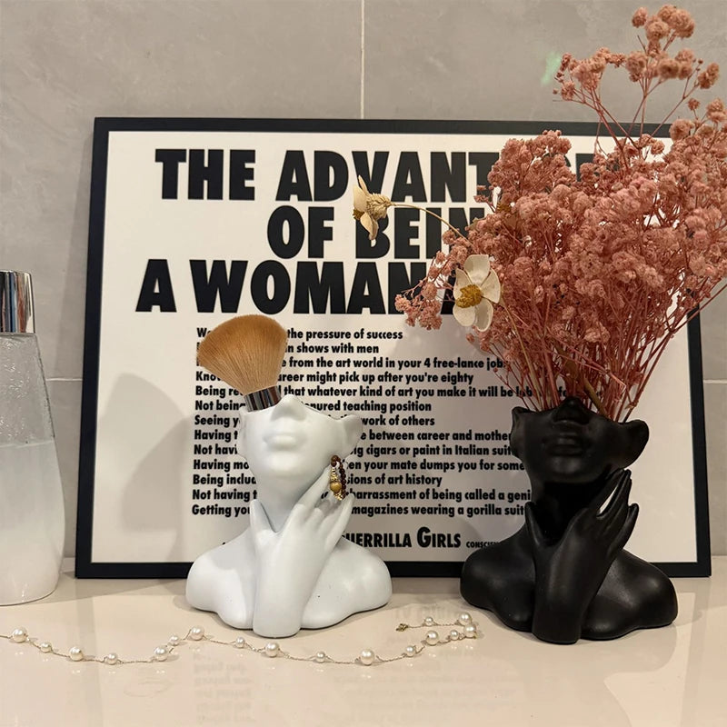 Multifunktionaler Schreibtisch-Organizer, kreative menschliche Körperform-Vase, Make-up-Pinsel- und Stifthalter, Statuen-Ornament, Heim- und Bürodekoration