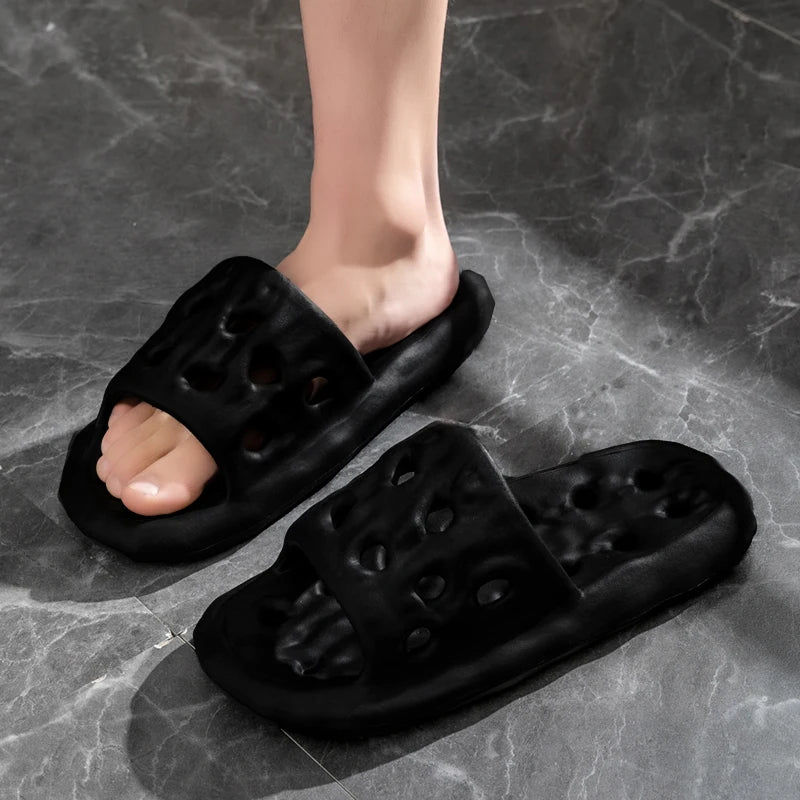 Men's Non-Slip Slide Sandals for Home, Breathable Quick-Dry House Slippers with Open Drainage for Indoor Shower Summer Wear