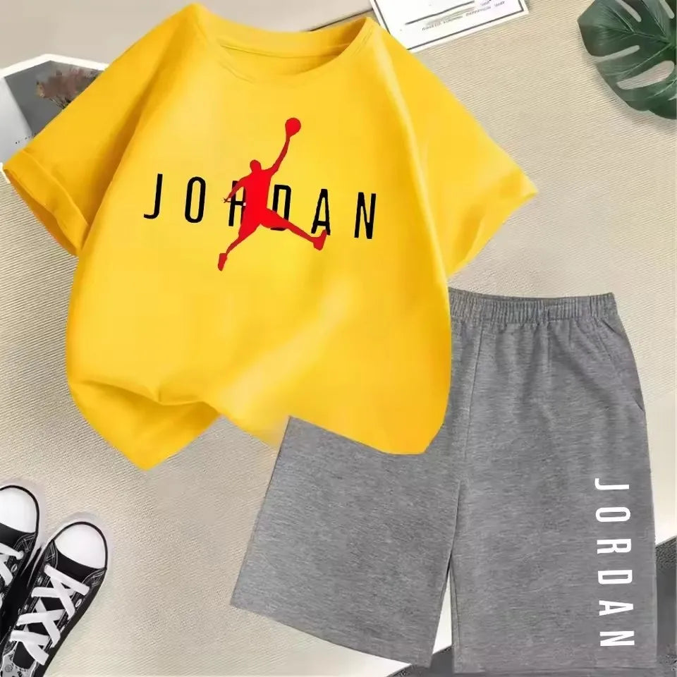 Sommer Kurzarm Kinder Set Slam Dunk Master Muster Print Sport T-Shirt + Shorts 2-teiliges Set Kinder Jungen Mädchen Mode Trainingsanzug