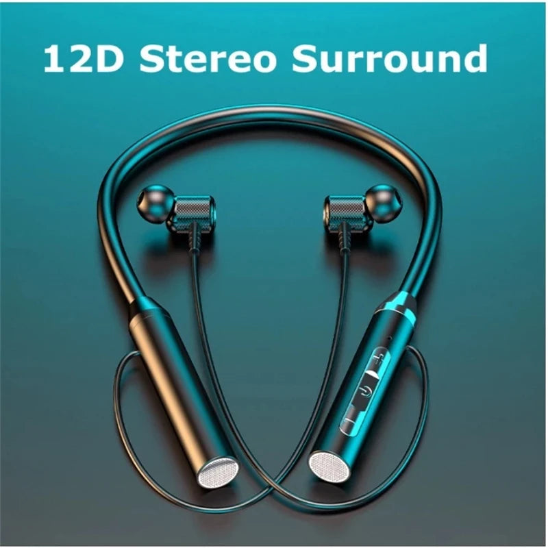 Écouteurs sans fil Bluetooth 5.0 Tour de cou en silicone Stéréo Hifi Casque Sportif Étanche Magnétique