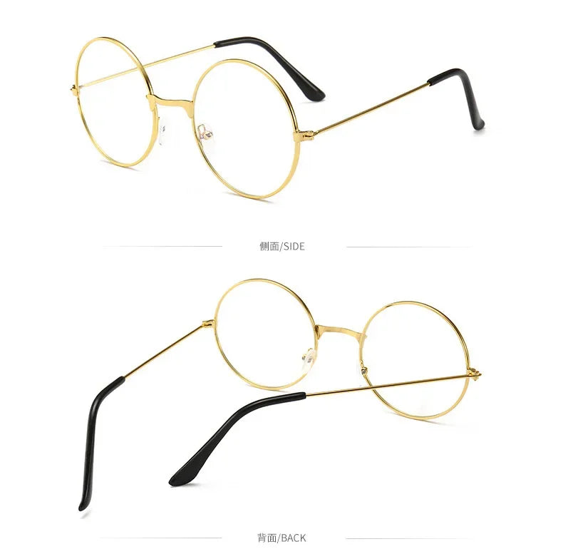 Vintage Transparent Glasses Round Metal Frame Superlight Style Clear Lens Game Eye Glasses  Protection Chic Prevent  Blue Light