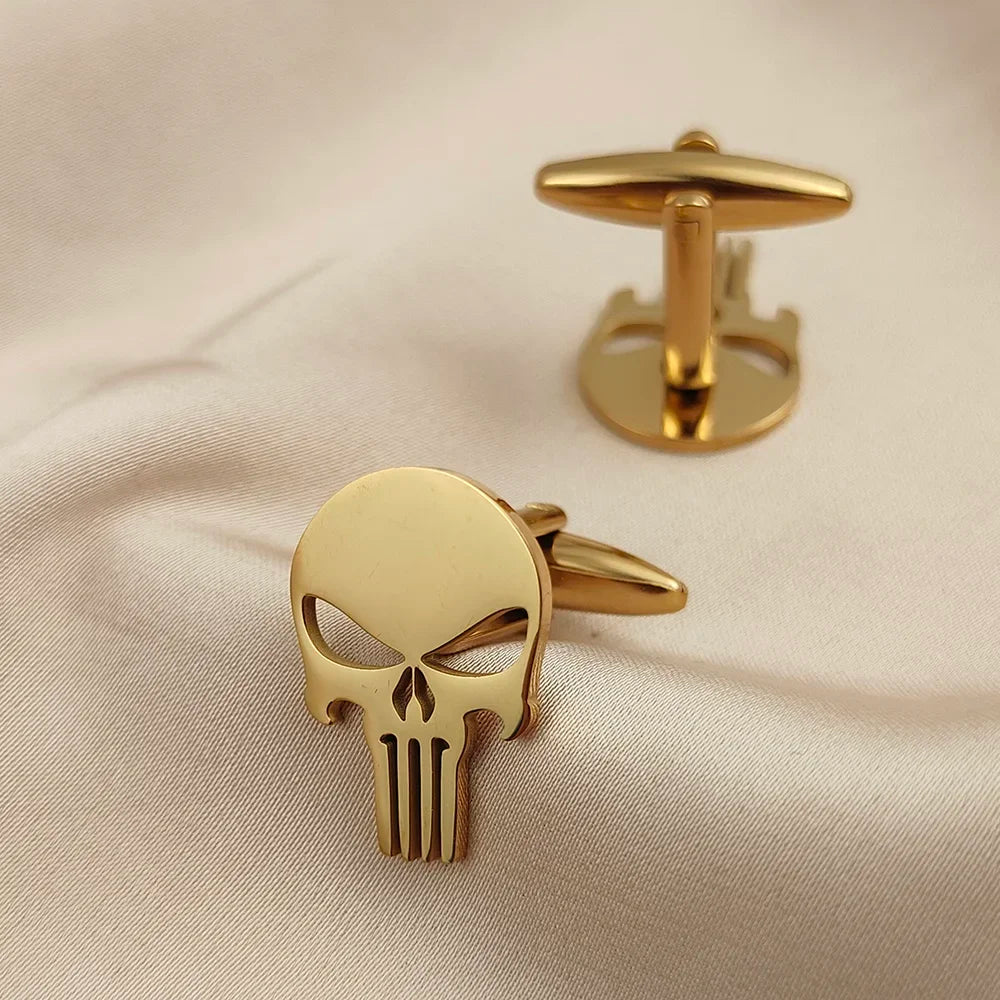 Manschettenknöpfe aus Edelstahl mit Totenkopf Vintage Personalisiertes Design Schmuck Skelett Manschettenknöpfe Party Hemd Ärmelknöpfe