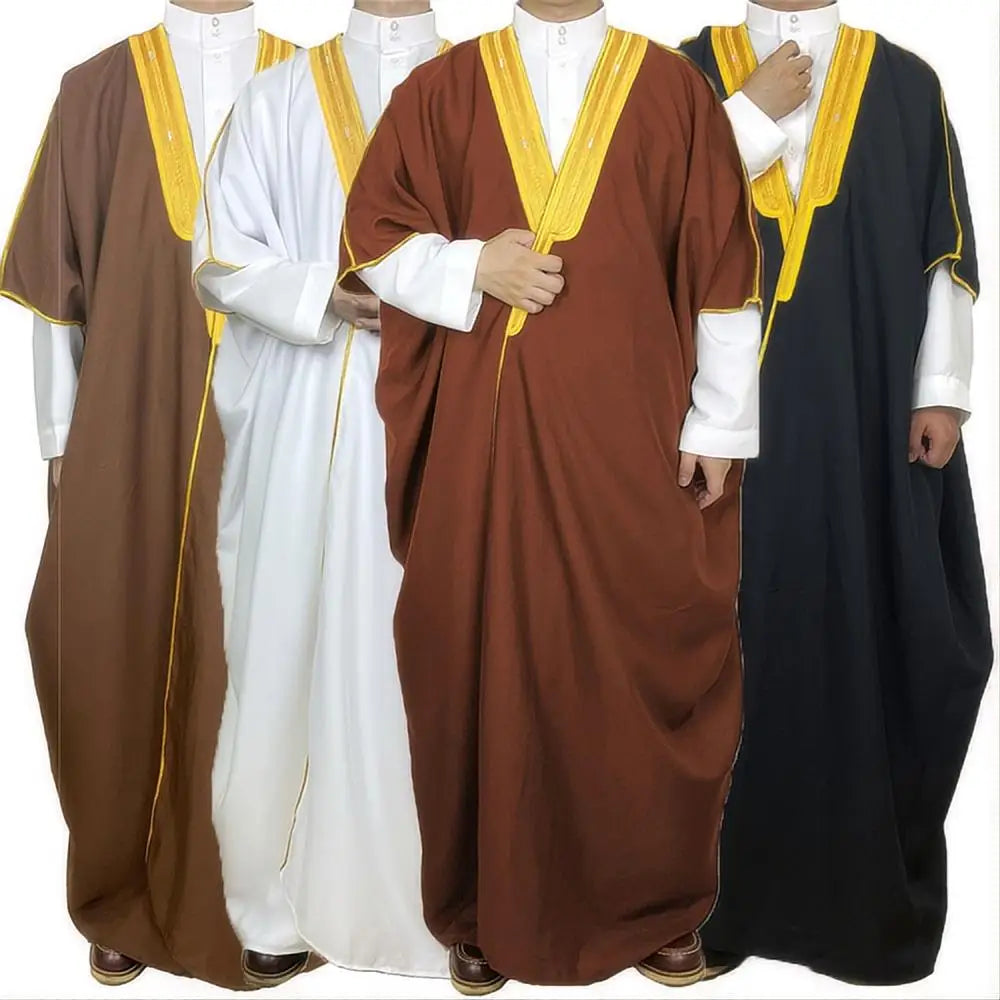 Moyen-Orient Hommes Ouvert Abayas Musulman Robe Kimono Dishdasha Vêtements Islamiques Dubaï Arabie Saoudite Caftan Brodé Robe Prière Thobe