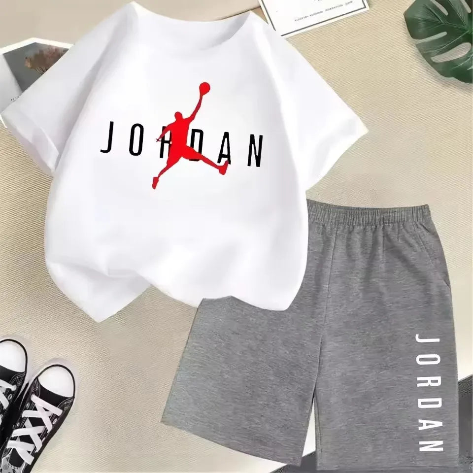 Sommer Kurzarm Kinder Set Slam Dunk Master Muster Print Sport T-Shirt + Shorts 2-teiliges Set Kinder Jungen Mädchen Mode Trainingsanzug