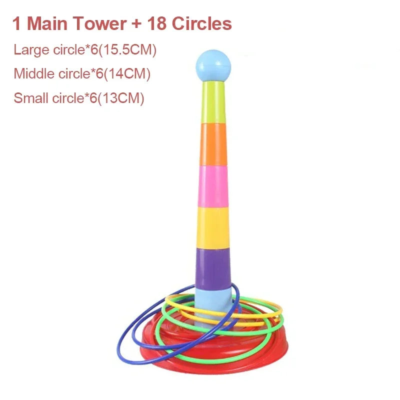 Jouet de lancer d'anneaux pour enfants, empilable, amusant, intérieur, extérieur, jeu interactif parent-enfant, couches de cercles, cadeau d'éveil.