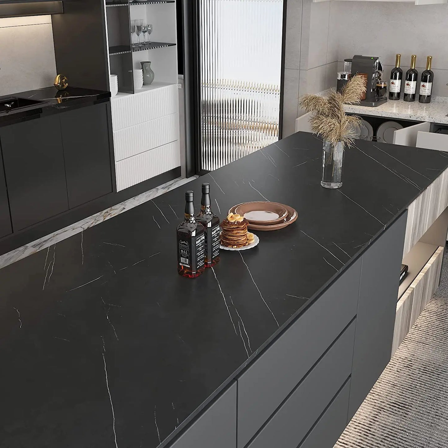 40cm Wide Matte Thick Self-Adhesive Contact Paper Waterproof Marble Wallpaper Furniture Kitchen Countertop Rock Wall Stickers