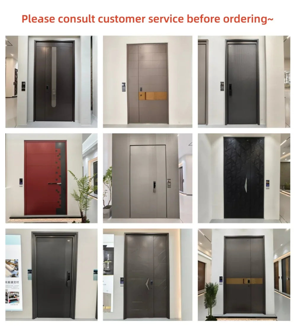 Portes principales prix usine pour la sécurité domestique, portes en aluminium au design moderne avec verre trempé pour villa, porte d'entrée personnalisée