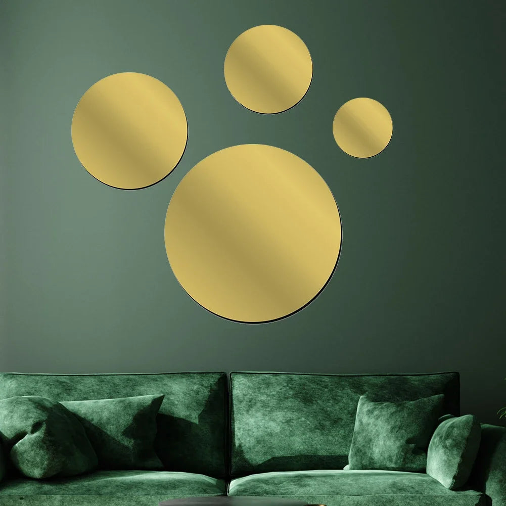Acrylic Mirror Stickers Self Adhesive Wall Decor Stickers Decorative Small Circle Mirror Decals for Hallway Wall Decor