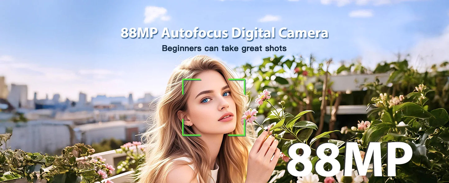 8K Digitalkamera für Fotografie Autofokus WiFi 88MP Vlogging-Kamera mit Dual-Objektiv 16X Digitalzoom Touchscreen Reisekamera
