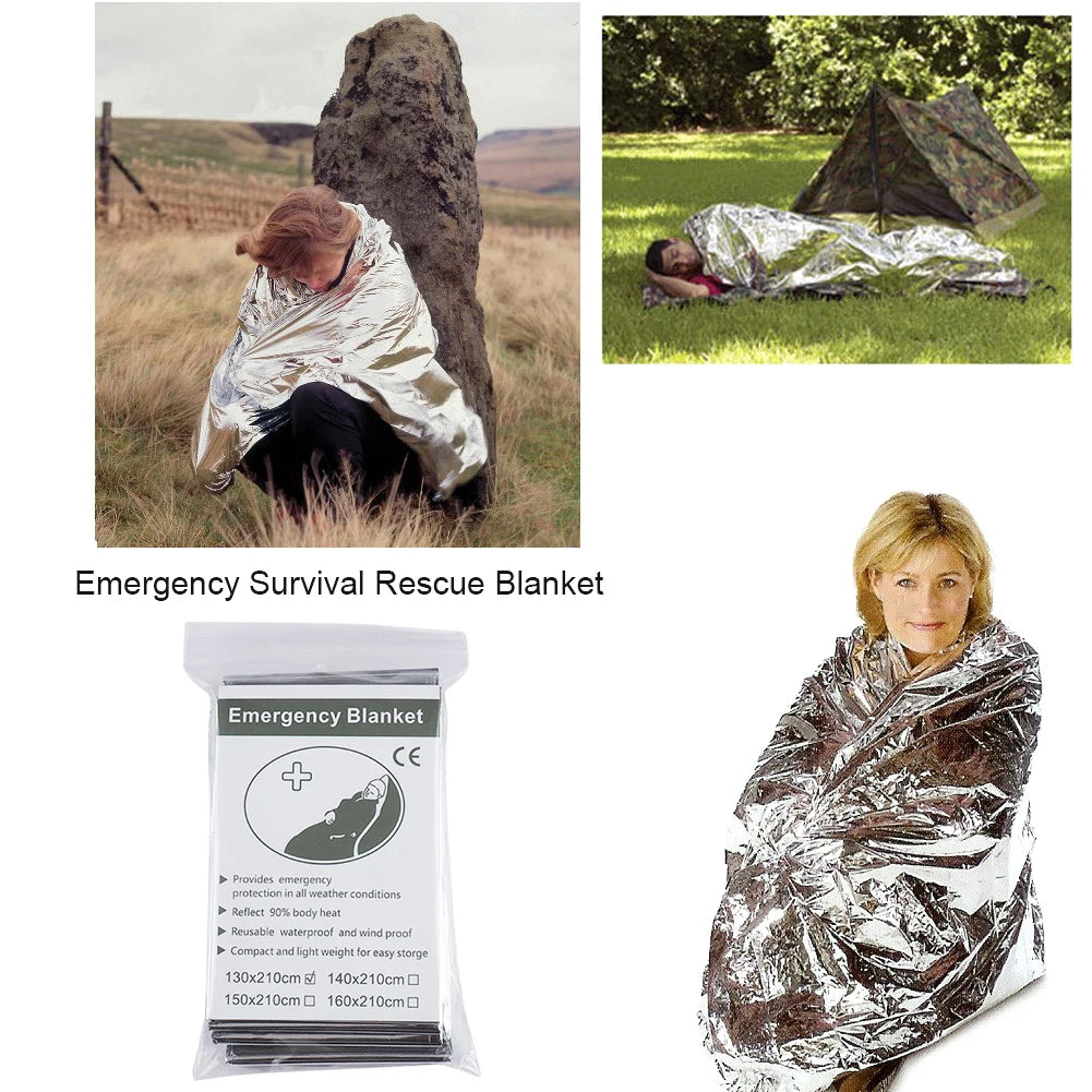 1-5PCS Emergency Thermal Blanket Waterproof Windproof Blankets for Outdoor Survive First Aid Blanket Foil Thermal Rescue Blanket