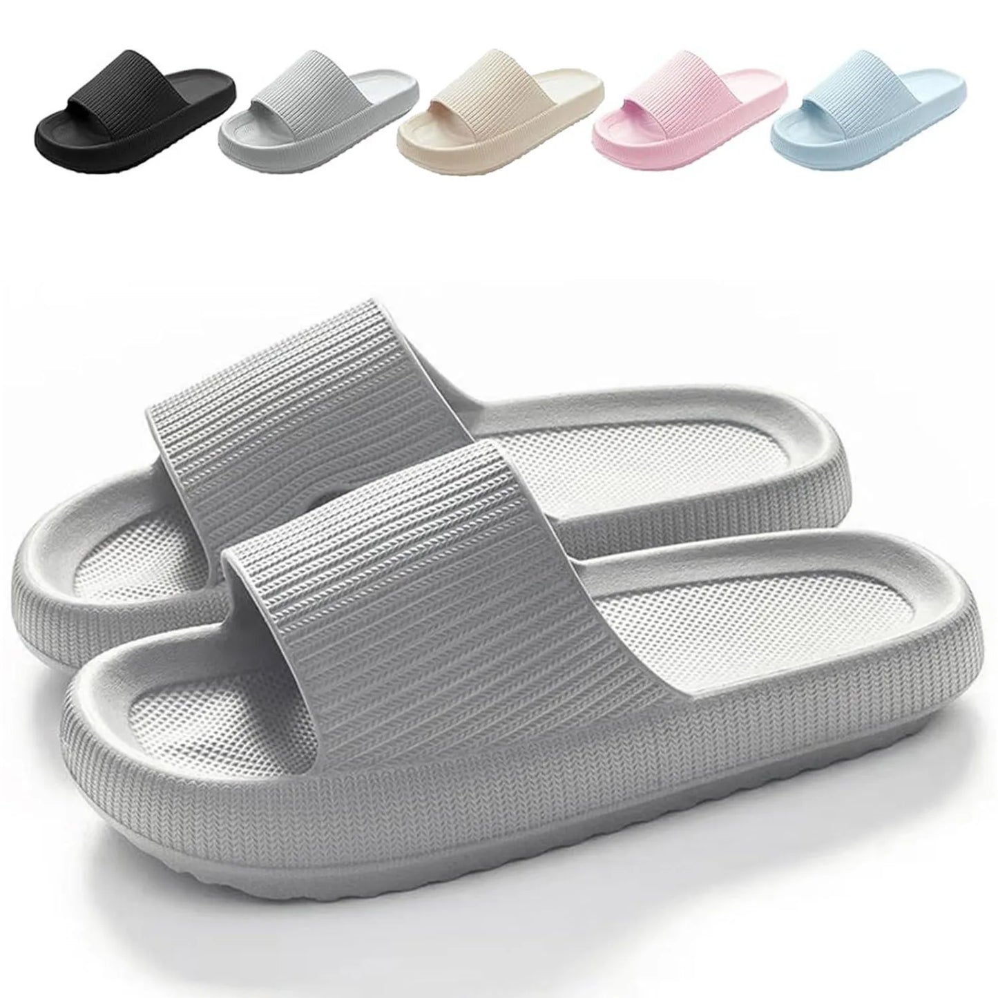 Sliders Cloud Slippers Non-Slip Mens Womens Slippers Cloud Sliders Soft Flip Flops with Thick Sole for Shower Bathroom
