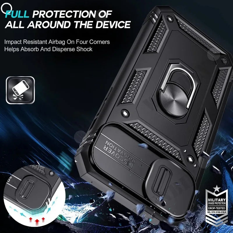 Étui robuste avec support rotatif à 360° pour iPhone 17, 16, 16e, 15, 14, 13, 12, 11 Pro Max Plus Mini, XS, XR, 8 Plus, 8, 7 SE