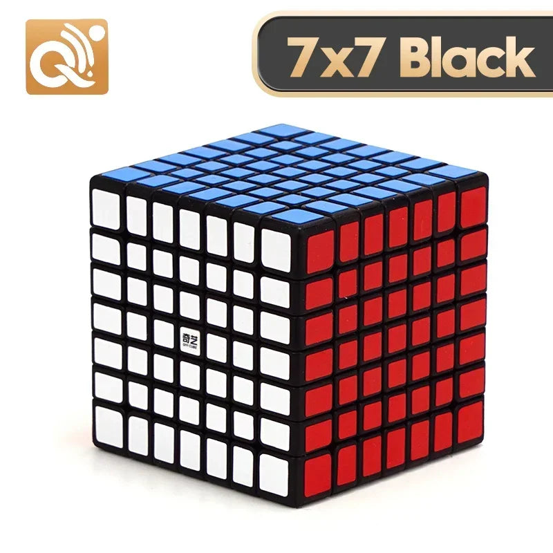 QIYI Cube Magique Vitesse 2x2 3x3 4x4 5x5 6x6 7x7 Autocollants Noirs Casse-tête Cube Magique Jouets Éducatifs Enfants