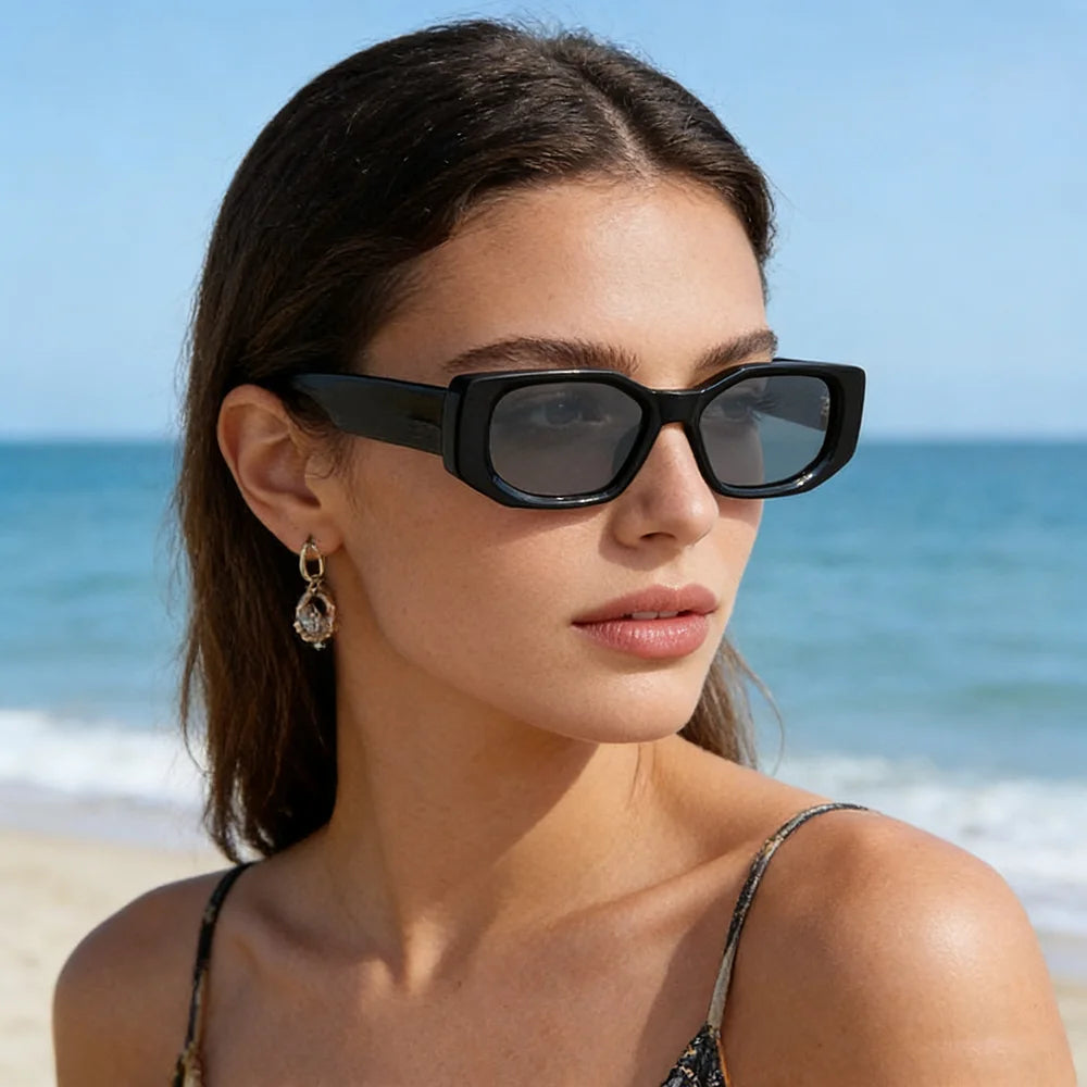 Ruiao 2026 neue schwarze klassische Retro Designer Marken Sonnenbrille mit konkaver unregelmäßiger dicker Fassung für Damen und Herren