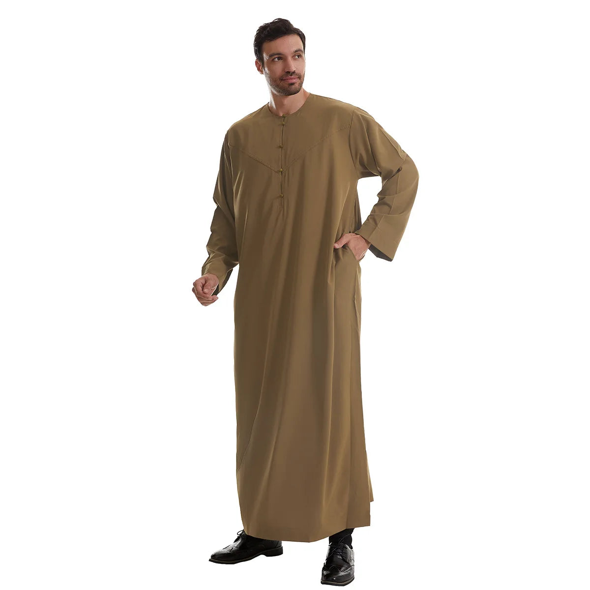 New 2024 Eid Muslim Islamic Middle East Abaya Dubai Malaysia Loose Gown Button Shirt Men Clothing Jalabiya Abayas Ramadan Caftan