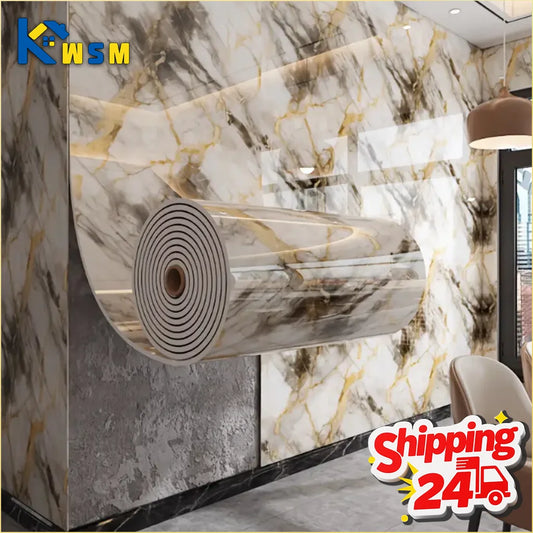 Self Adhesive Thick Wallpaper Marble Effect Wall Sticker Waterproof Wall Covering for Living Room Bedroom Home Decoration
