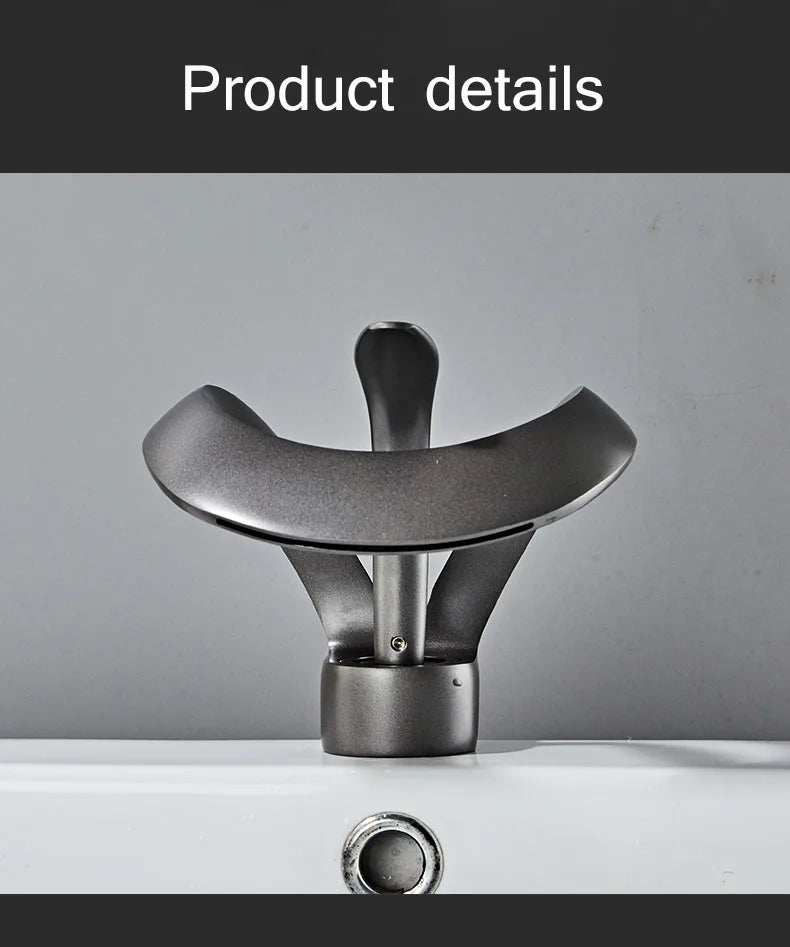 Robinet de lavabo doré/blanc, robinet de salle de bain noir, mitigeur de lavabo créatif en laiton gris, robinet de lavabo cascade chaud et froid