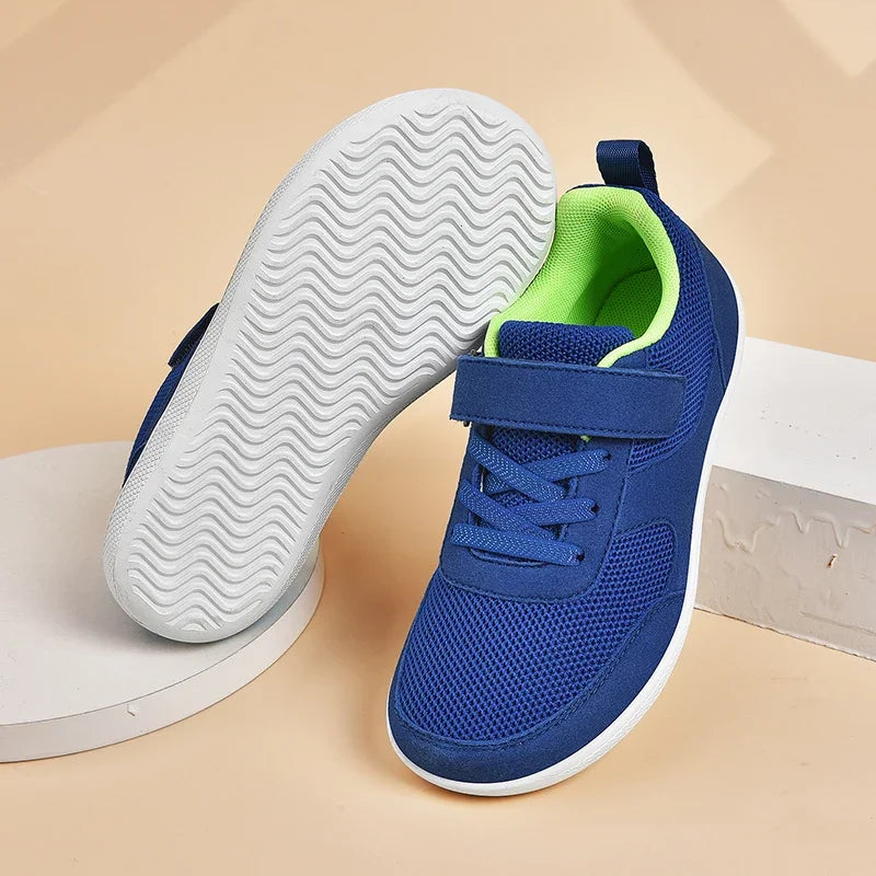 Chaussures enfants à bout large, pieds nus, pour garçons et filles, baskets bébé légères en maille, chaussures de tennis artificielles pour tout-petits