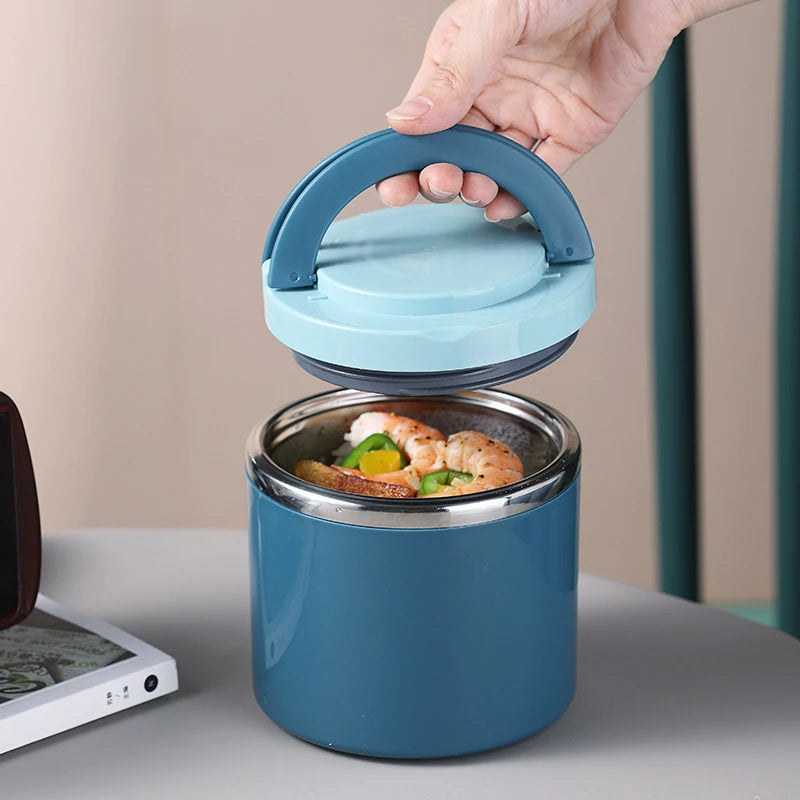 Boîte à déjeuner Étudiant Seau Scellé Anti-fuite Boîte Bento Ronde Multicouche Thermos Portable Boîtes à déjeuner Isothermes en Acier Inoxydable Nouveau